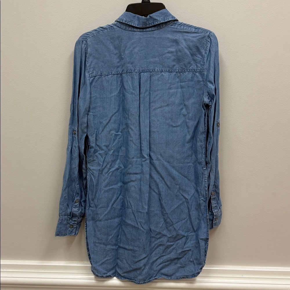 New York & Company Light Blue Button Down Hi-Lo Tunic Shirt Sz Small! - Picture 8 of 8